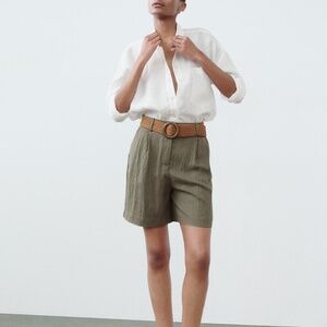 NWT Zara Belted Shorts with Darts - Medium